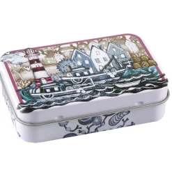 Emma Ball Fishing Village Hinged Small Rectangular Tin