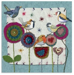 Emma Ball Five Stitched Birdies Greetings Card