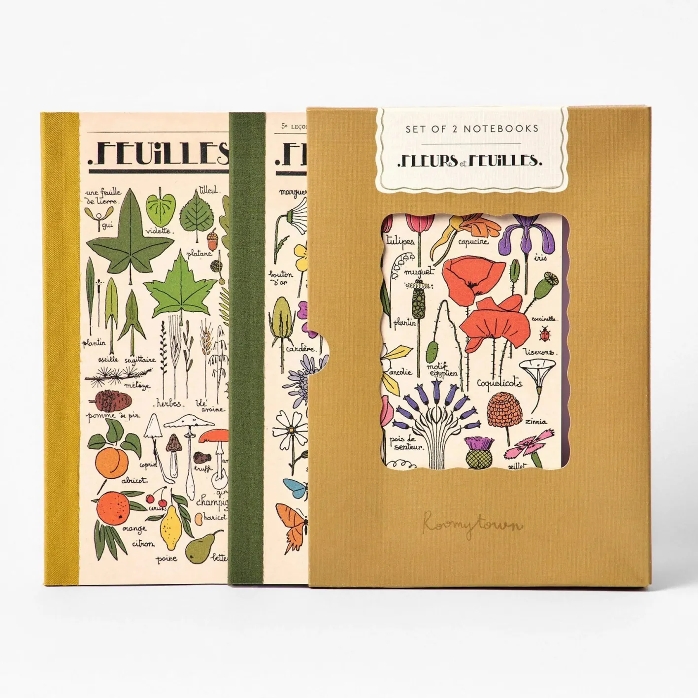 Roomytown Fleur et Feuilles Set of 2 Notebooks