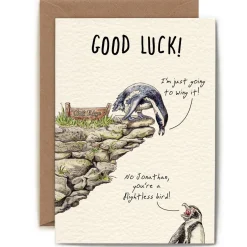 Bewilderbeest Flightless Bird 'Good Luck' Greetings Card
