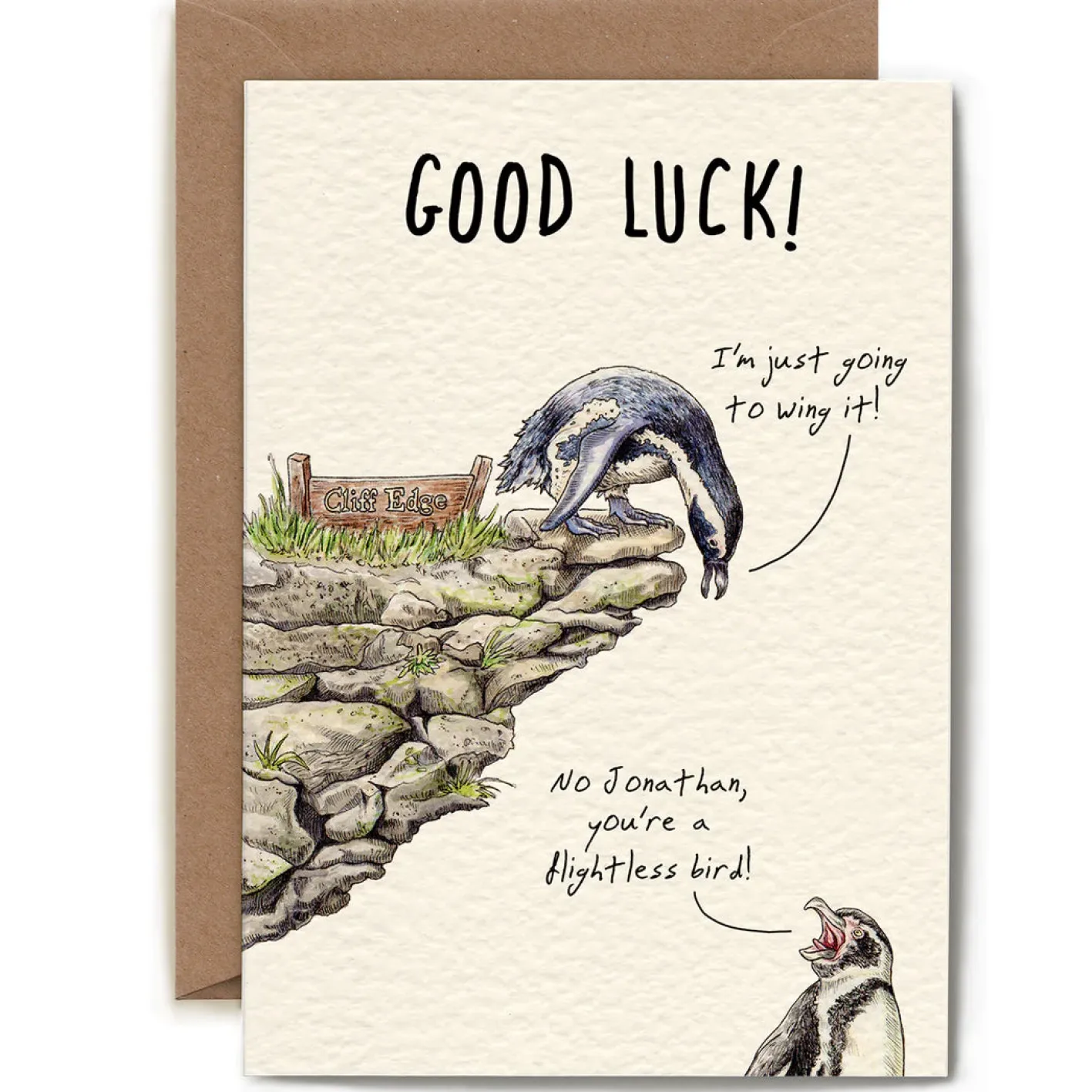 Bewilderbeest Flightless Bird 'Good Luck' Greetings Card