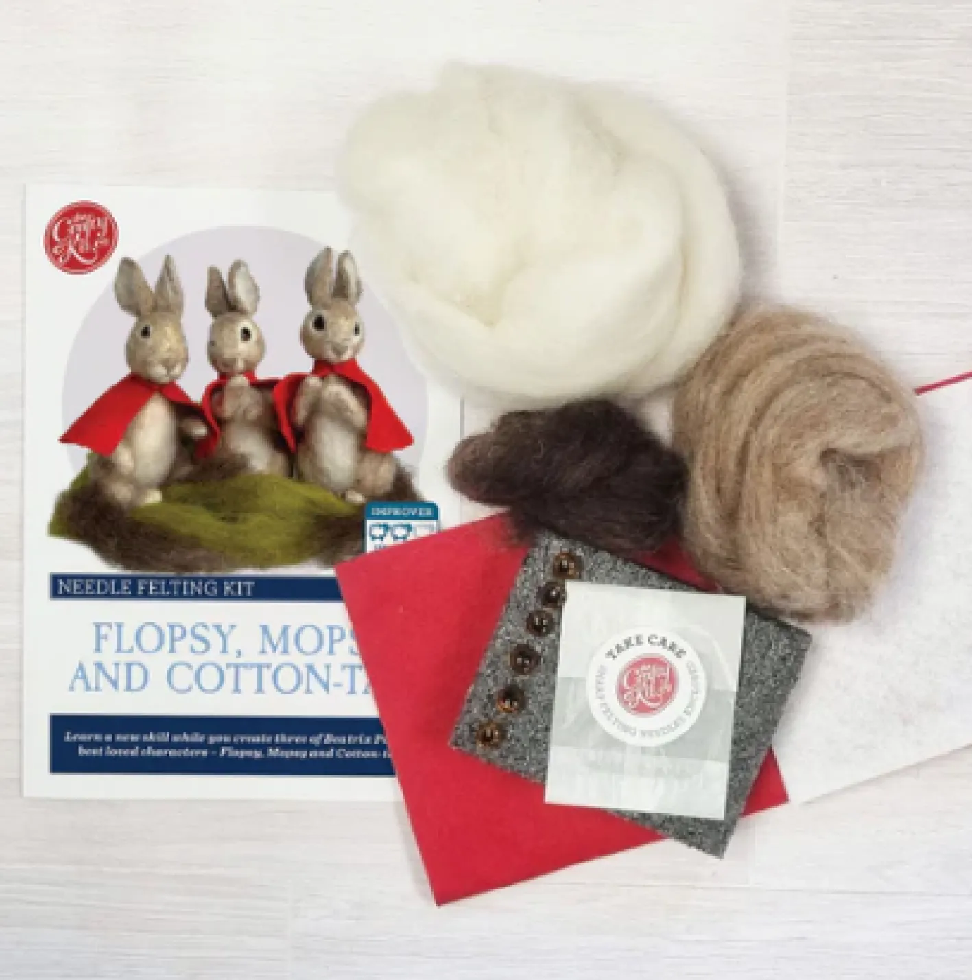 The Crafty Kit Co. Flopsy Mopsy & Cotton-tail Needle Felting Craft Kit