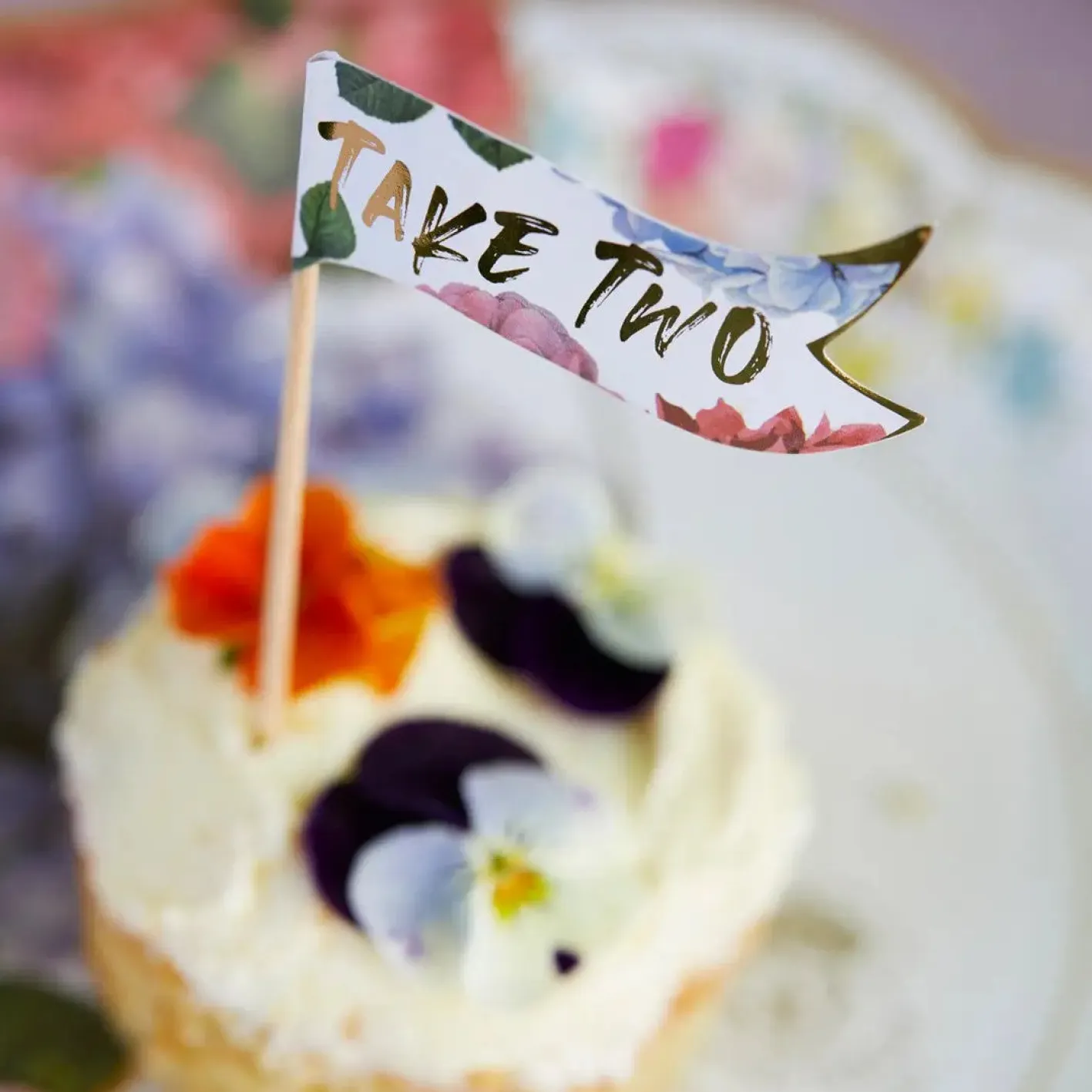 Talking Tables Floral Cocktail Stick Food Flags - 24 pack