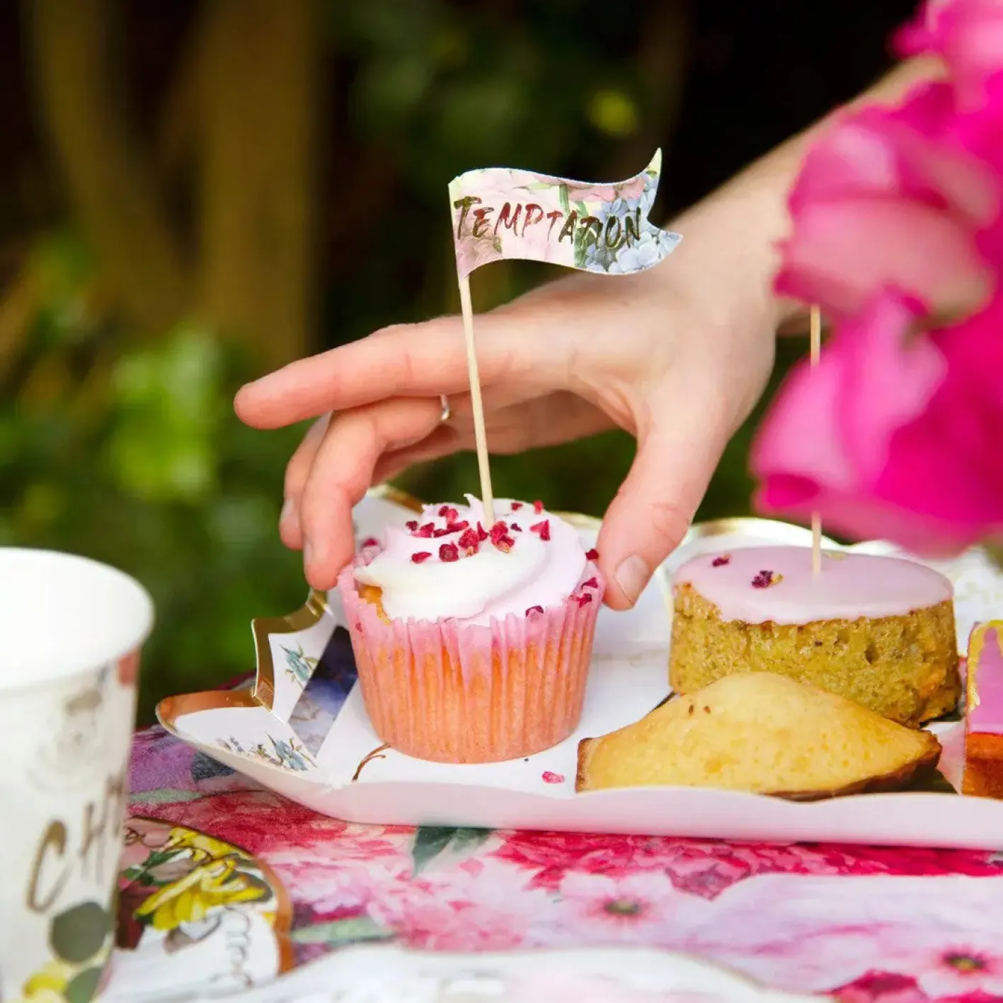 Talking Tables Floral Cocktail Stick Food Flags - 24 pack