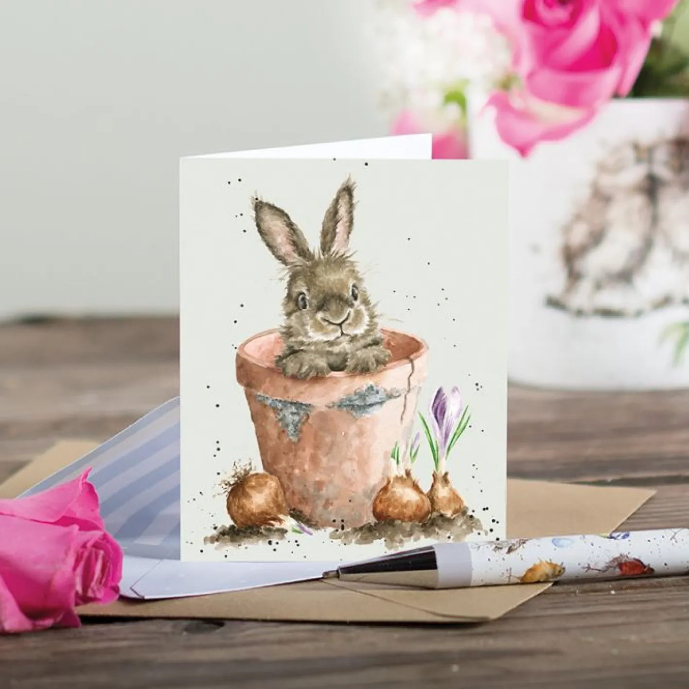 Wrendale Designs 'Flower Pot Bunny' Rabbit Enclosure Card