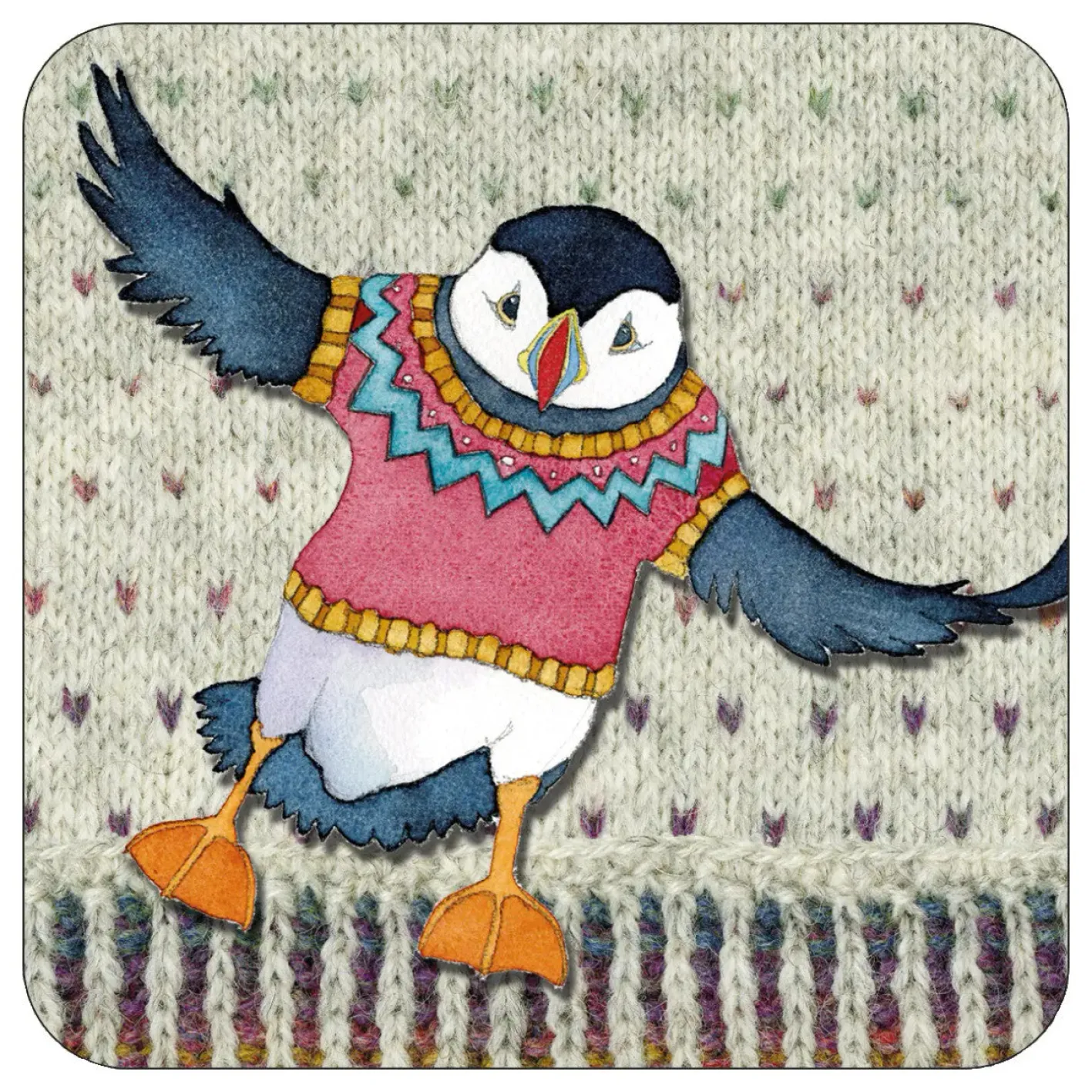 Emma Ball Flying Woolly Puffin Coaster