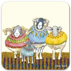 Emma Ball Four Sheep in Sweaters Coaster