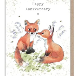 Paper Shed Design Foxes "Happy Anniversary" Greetings Card