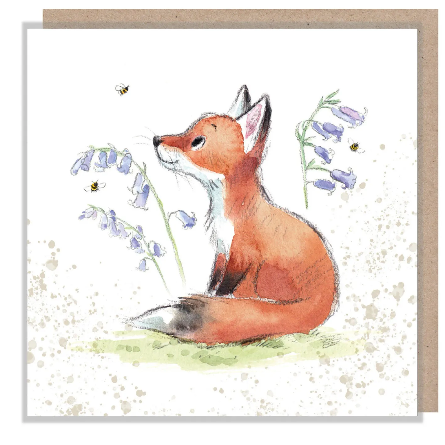 Paper Shed Design Fox with Bluebells and Bees Greetings Card