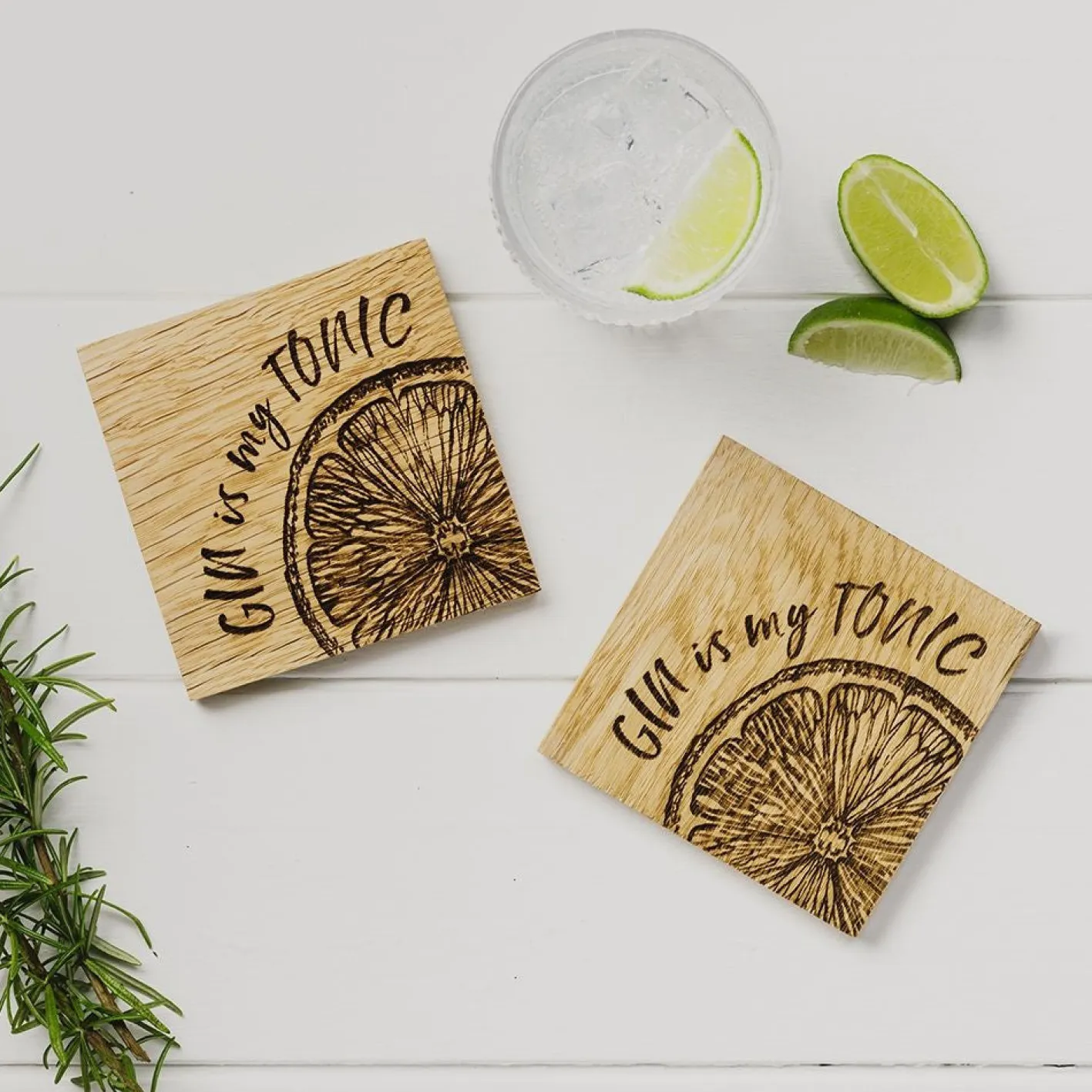 Selbrae Gin is My Tonic Oak Coasters - Set of 2