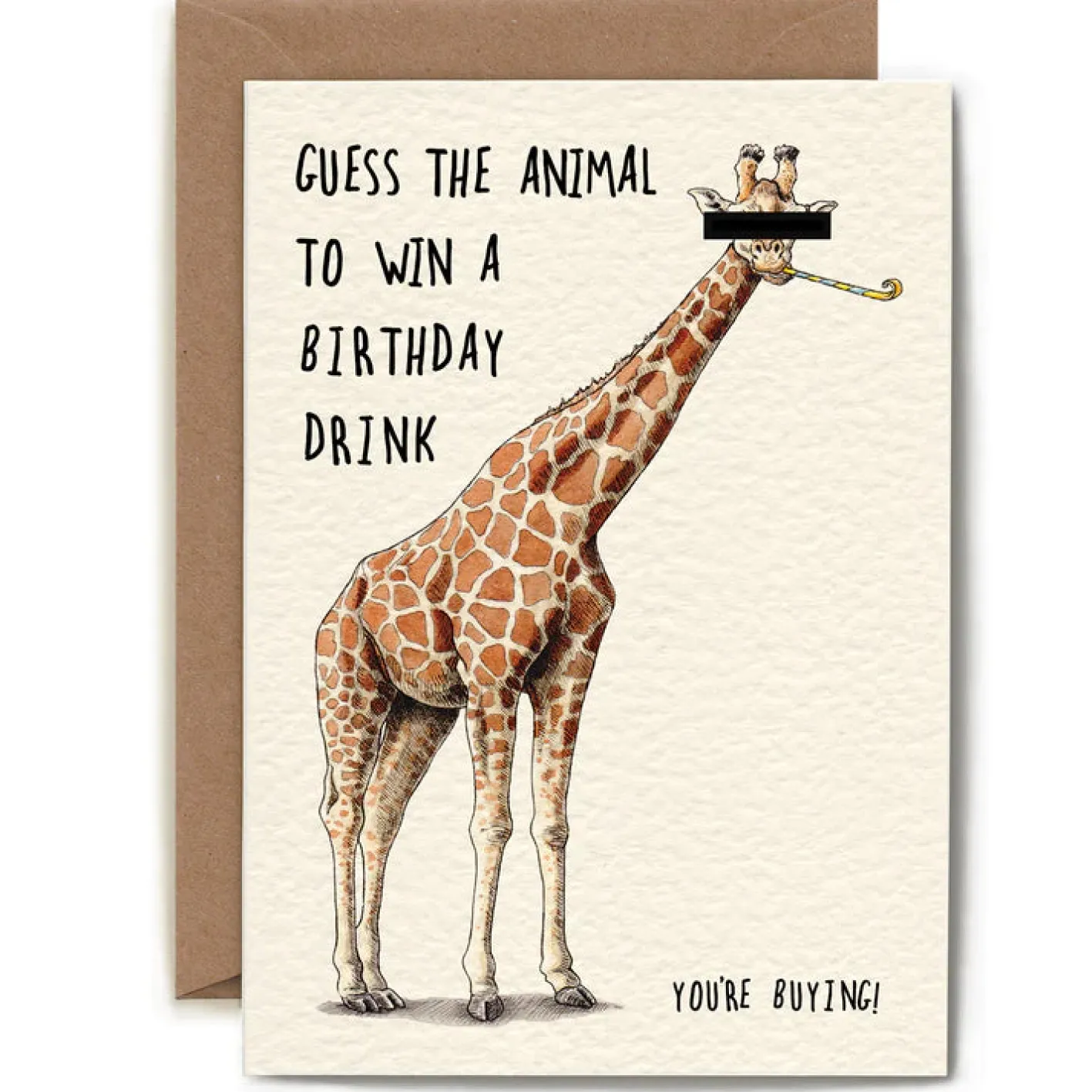 Bewilderbeest Giraffe Greetings Card