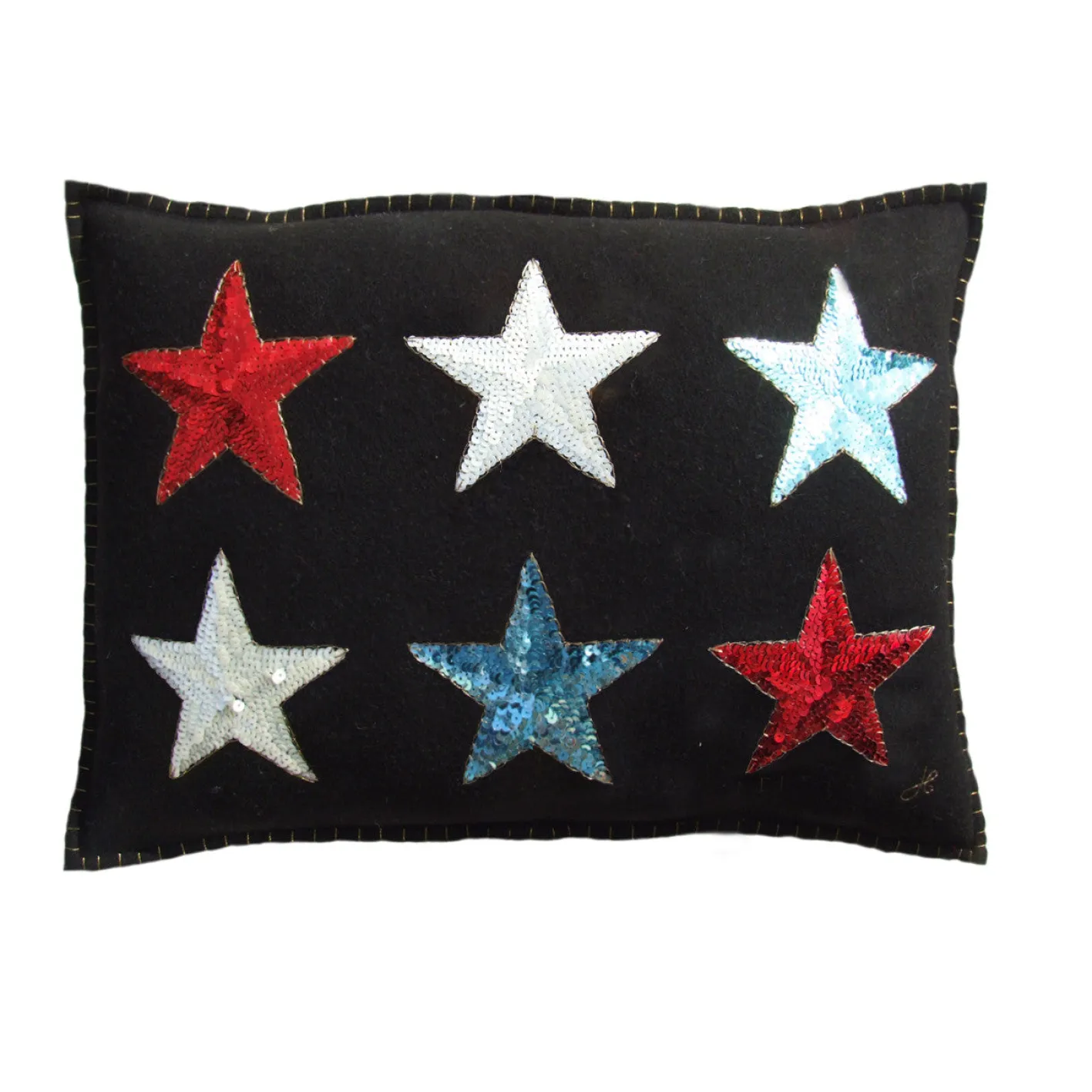 Jan Constantine Glam Rock Sequin 6 Star Pillow