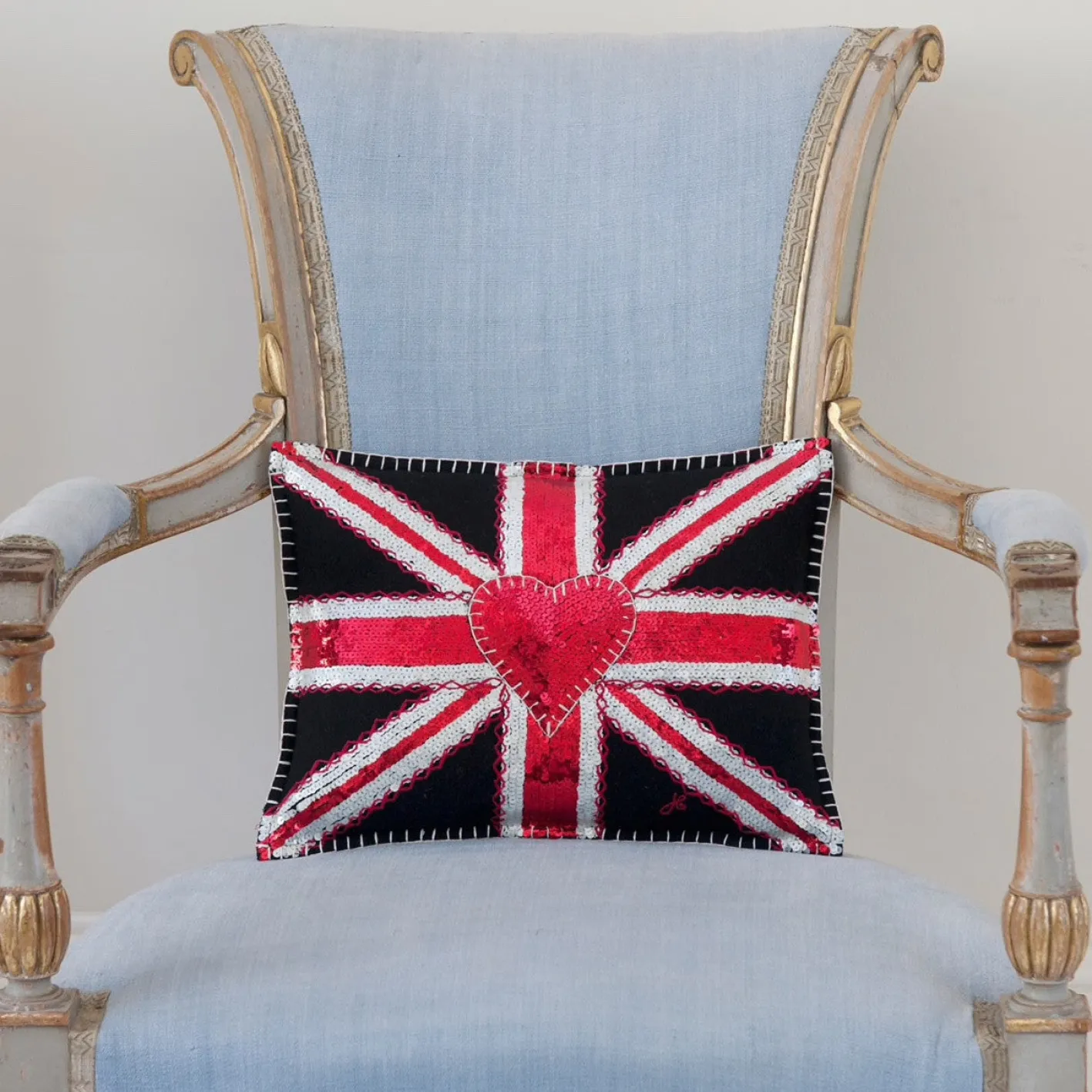 Jan Constantine Glam Rock Sequin Union Jack Pillow