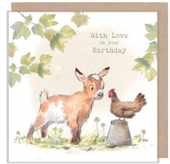 Paper Shed Design Goat and Hen "With Love on your Birthday" Greetings Card