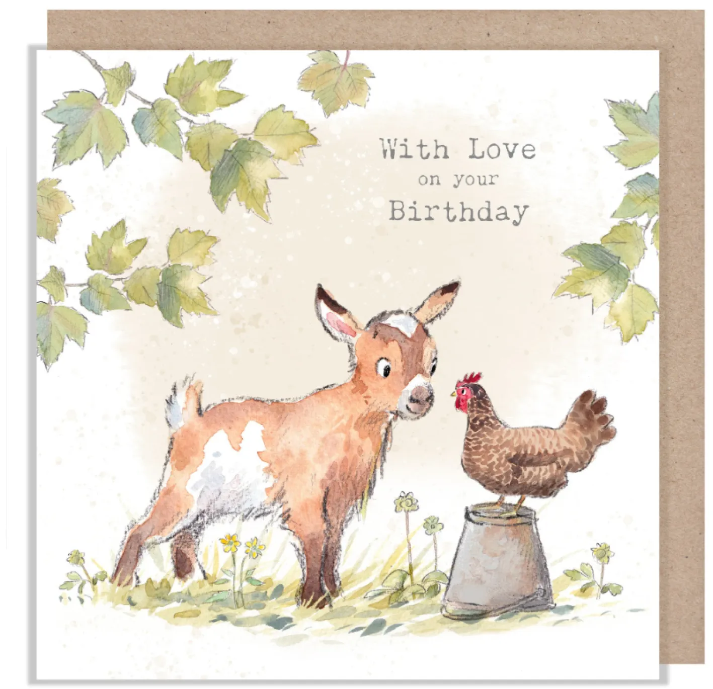Paper Shed Design Goat and Hen "With Love on your Birthday" Greetings Card