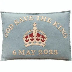 Jan Constantine God Save The King Pillow - Duck Egg Blue