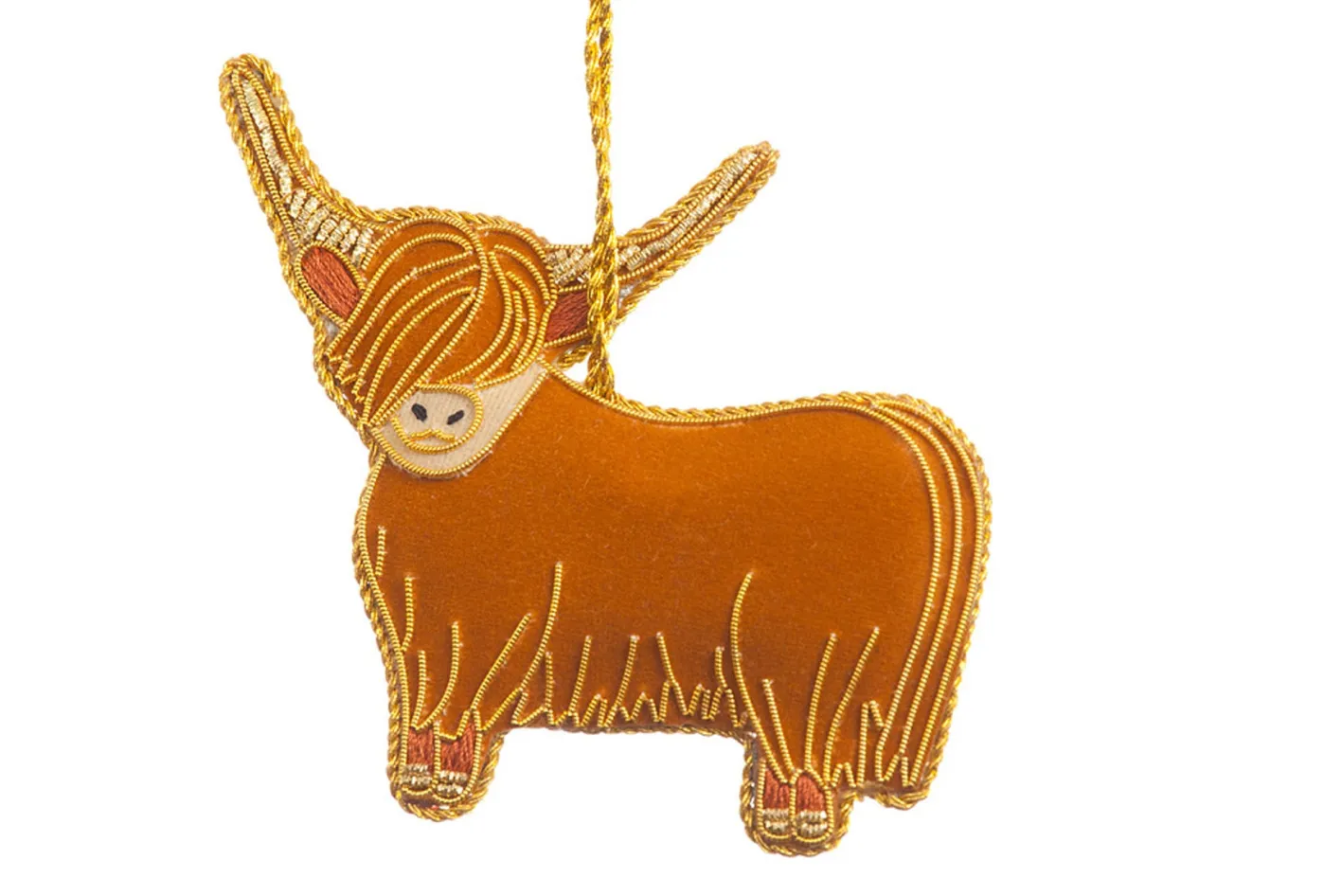 St. Nicolas Golden Horns Highland Cow Decoration