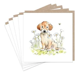Paper Shed Design Golden Retriever and Daisies Set of 5 Notecards