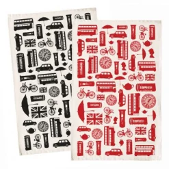 Victoria Eggs Great British Outline Tea Towel - Red