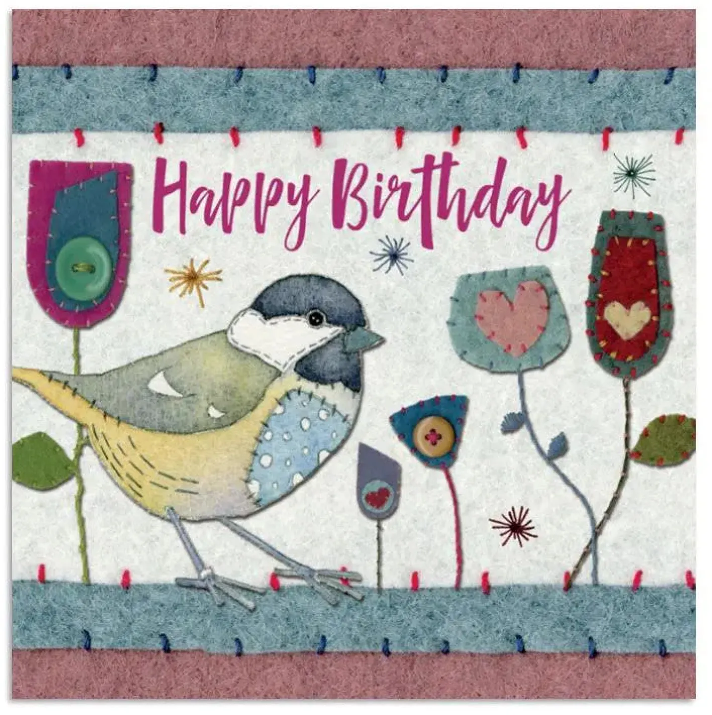 Emma Ball Great Tit Birthday Greetings Card