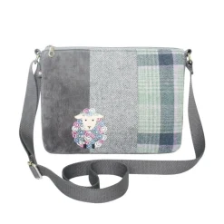 Earth Squared Bags Green Tweed Sheep Applique Messenger Bag