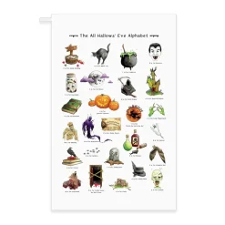 Yeti Halloween Alphabet Tea Towel