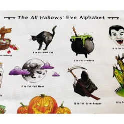 Yeti Halloween Alphabet Tea Towel