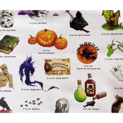 Yeti Halloween Alphabet Tea Towel