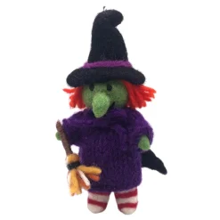 Amica Felt Halloween Witch with Broom Felt Decoration