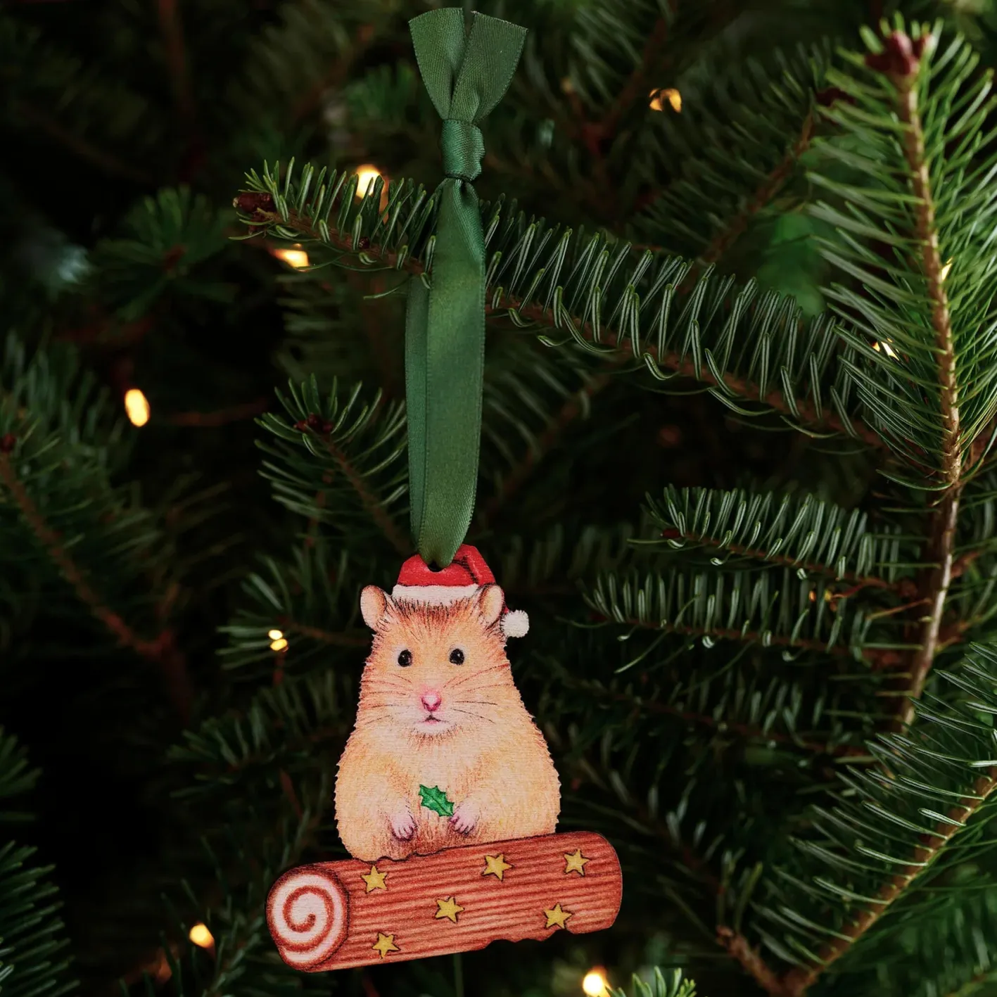 Lottie Murphy Hamster Wooden Christmas Decoration