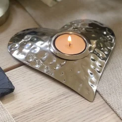 Selbrae Hand Hammered Heart Tea Light Holder