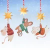 Dapple & Dot Hanging Mouse and Star Wooden Christmas Decorations
