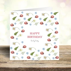 West Country Designs 'Happy Birthday Lovely Lady' Multi Ladybird Greetings Card