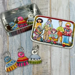 Emma Ball Hats Set of 6 Crochet Markers in a Pocket Tin