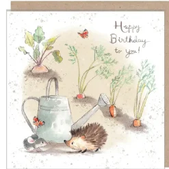 Paper Shed Design Hedgehog and Mouse with Watering Can "Happy Birthday to You" Birthday Greetings Card