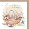 Paper Shed Design Hedgehog in Flower Basket "With Love and Best Wishes on Your Birthday" Birthday Greetings Card