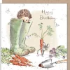 Paper Shed Design Hedgehog in Welly Boots "Happy Birthday" Birthday Greetings Card