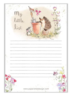 Paper Shed Design Hedgehog with a Plant Pot To Do List Pad