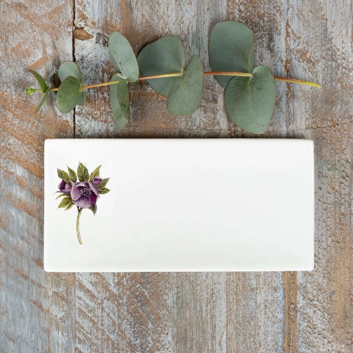 Toasted Crumpet Hellebore Bone China Rectangular Soap Dish