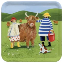 Emma Ball Highland Cow Adventure Melamine Square Tray