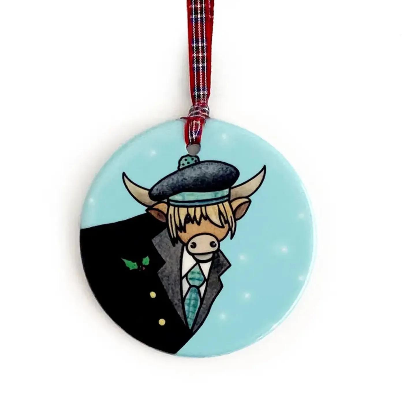 Yeti Highland Cow Ceramic Tree Decorations