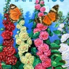 Madame Treacle Hollyhocks Glitter Thank You Card