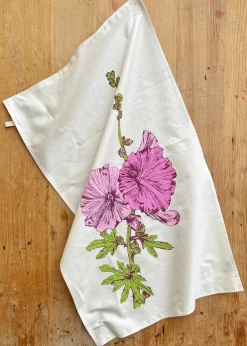 Lottie Day Hollyhocks Tea Towel