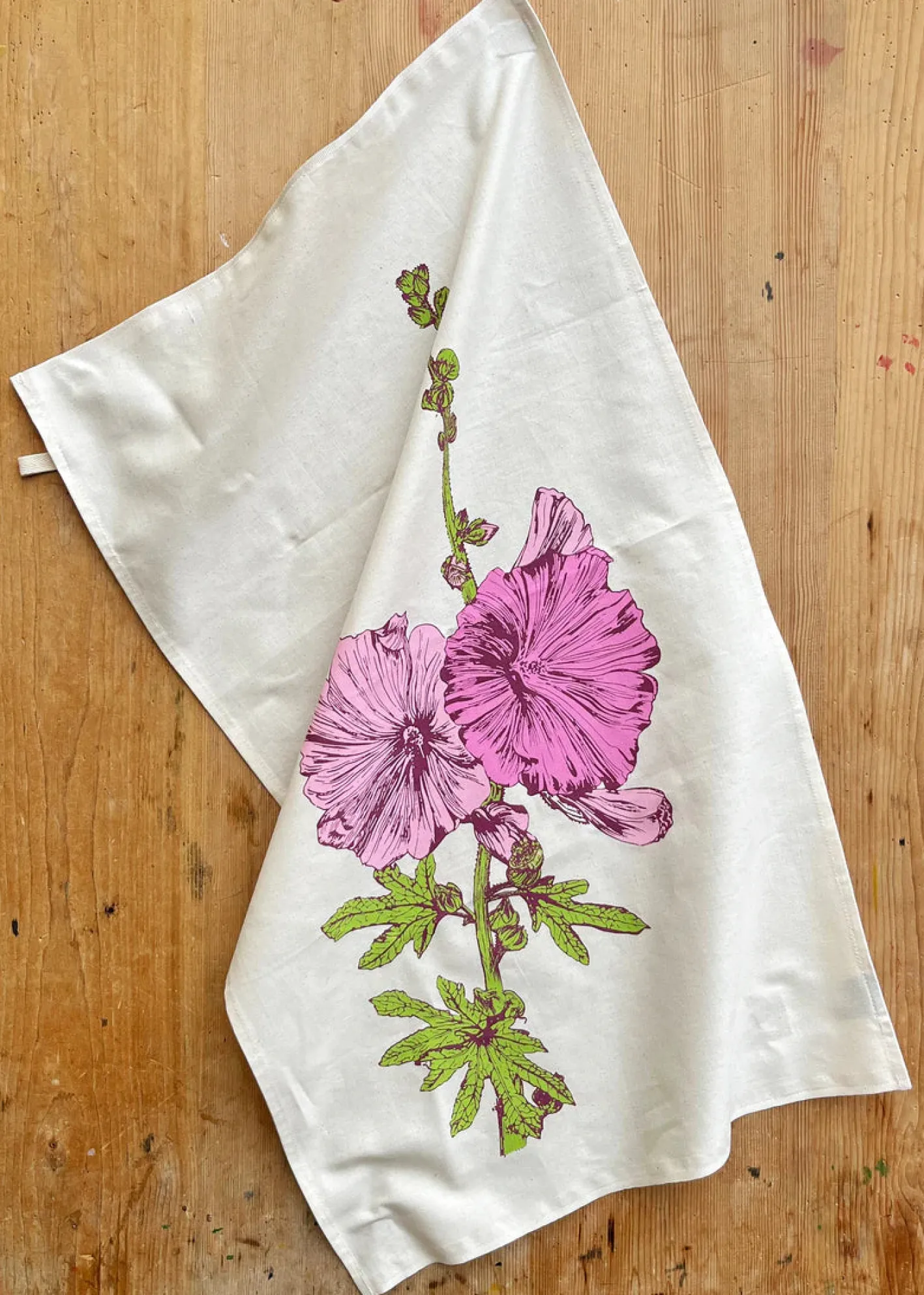 Lottie Day Hollyhocks Tea Towel