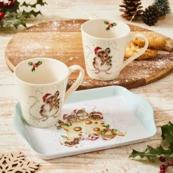 Wrendale Designs 'Holly Jolly Christmas' Mouse Mug & Tray Set