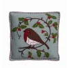 Jan Constantine Holly Robin Pillow - Duck Egg Blue