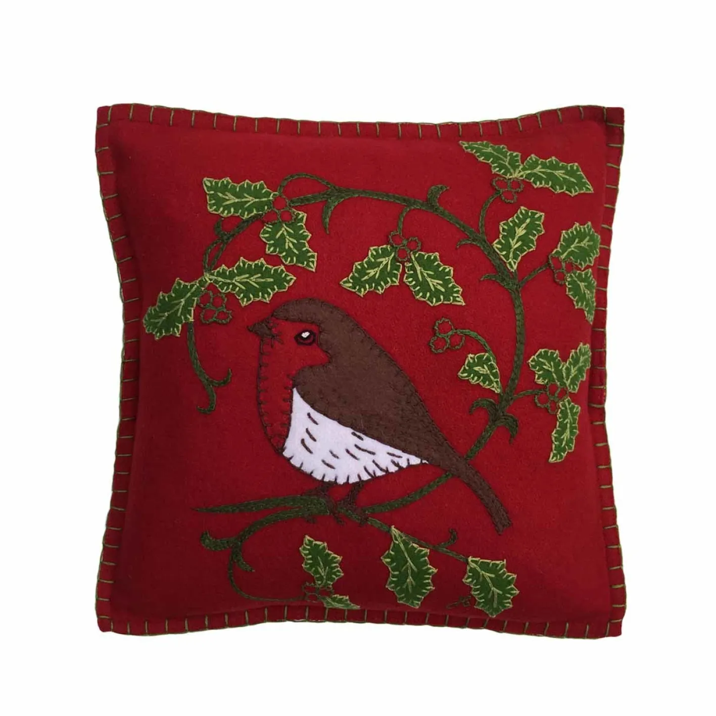 Jan Constantine Holly Robin Pillow - Red