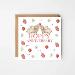 West Country Designs 'Hoppy Anniversary' Rabbits and Strawberries Greetings Card