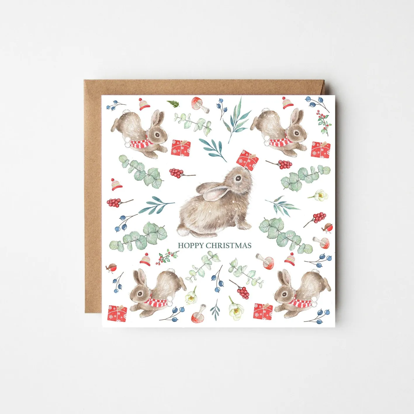 West Country Designs Hoppy Rabbit Christmas Card