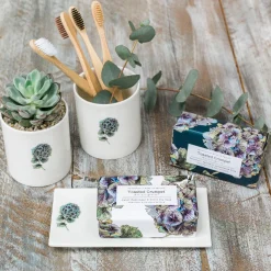 Toasted Crumpet Hydrangea Bone China Rectangular Soap Dish